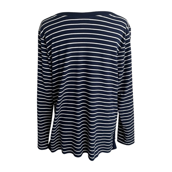 Lauren Ralph Lauren Women Size 2X Stripes Nautical Navy White Casual Comfy Top - Picture 3 of 8